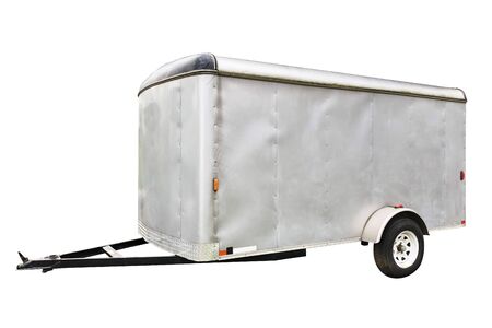 White trailer isolated on white background with space for textの写真素材