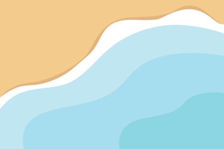 Beach sand and sea waves abstract background. Cartoon style vector illustration.のイラスト素材