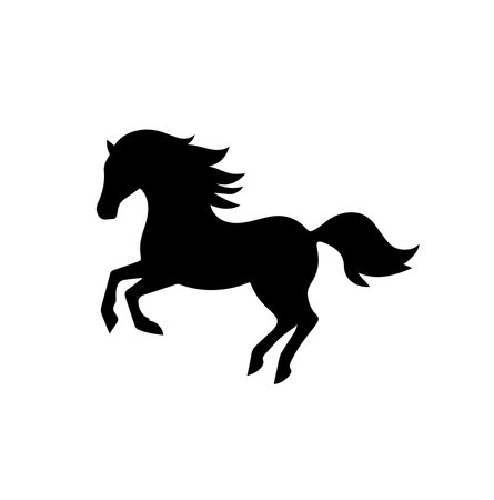 Running horse icon isolated on white background. Horse silhouette. Vector illustrationのイラスト素材