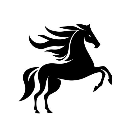 Horse silhouette on white background. Vector illustration for your design.のイラスト素材