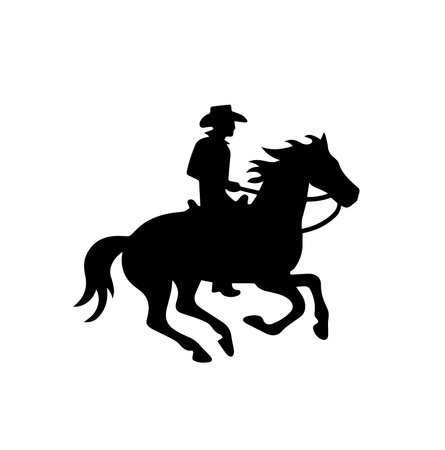 Cowboy riding a horse. Vector illustration on a white background.のイラスト素材