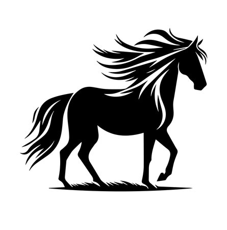 Horse black silhouette isolated on white background. Vector illustration for your designのイラスト素材