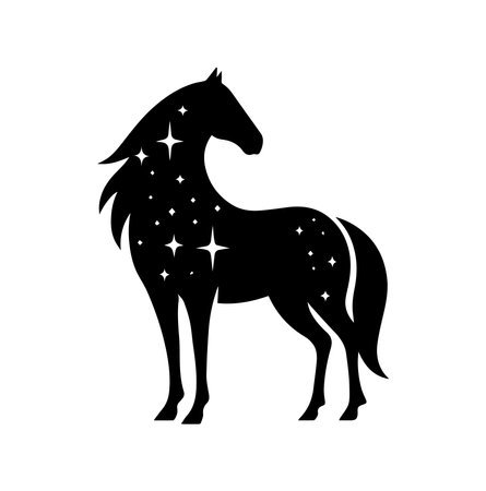 Black silhouette of a horse on a white background. Vector illustration.のイラスト素材