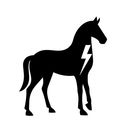 Black silhouette of a horse on a white background. Vector illustration.のイラスト素材