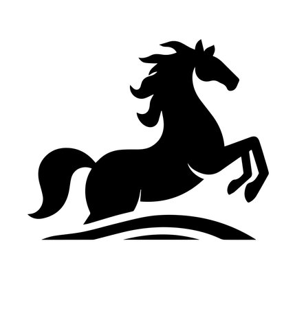 Black silhouette of a horse on a white background. Vector illustration.のイラスト素材