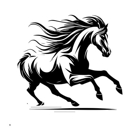 Horse running on white background. Vector illustration of a horse.のイラスト素材