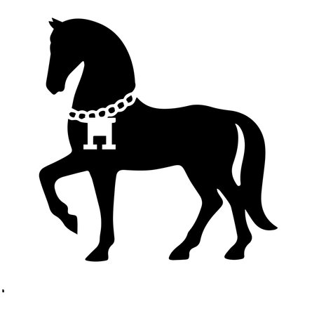 Black silhouette of a horse on a white background. Vector illustration.のイラスト素材
