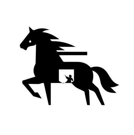 Horse icon. Vector illustration in black and white colors isolated on white background.のイラスト素材
