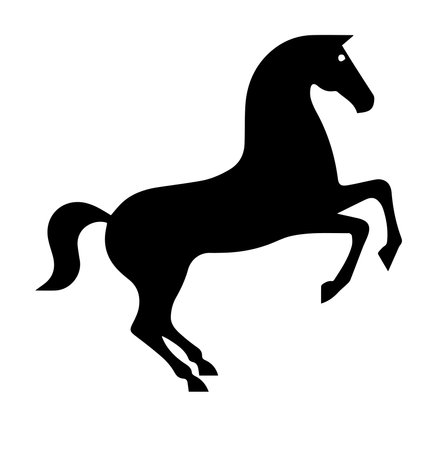 Black silhouette of a horse on a white background. Vector illustration.のイラスト素材