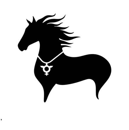 Black silhouette of a horse on a white background. Vector illustration.のイラスト素材
