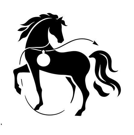 Black silhouette of a horse on a white background. Vector illustration.のイラスト素材