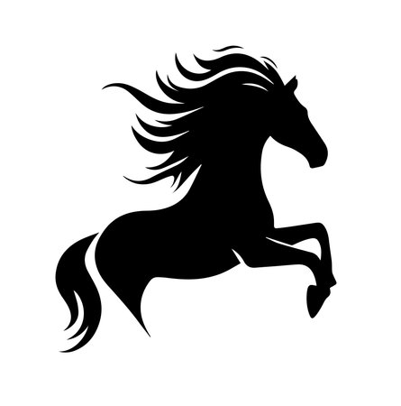 Black horse silhouette isolated on white background. Vector illustration for your designのイラスト素材