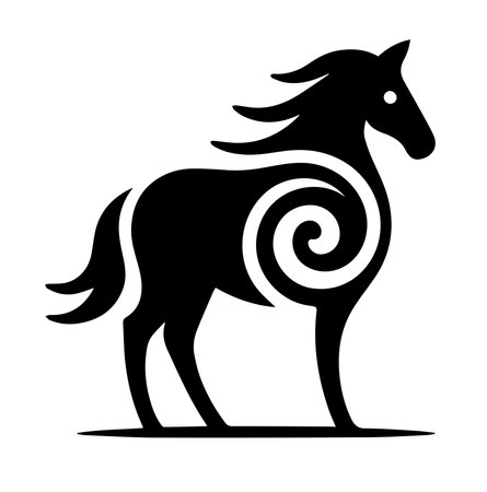 Horse black simple icon isolated on white background for web and mobile designのイラスト素材