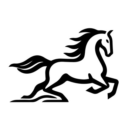 Horse icon, simple style black symbol on white background, vector illustrationのイラスト素材