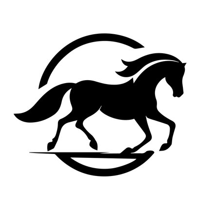 Horse silhouette on a white background. Vector illustration of horse.のイラスト素材
