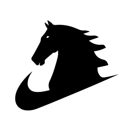 Horse silhouette. Horse head on white background. Vector illustration.のイラスト素材