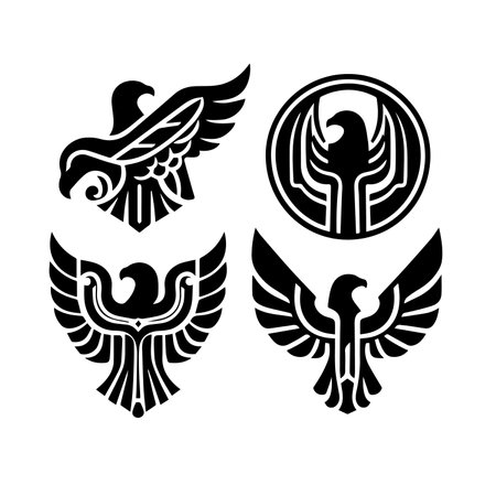 Heraldic eagle wings set. Heraldic eagle wings vector setのイラスト素材