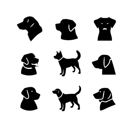 Set of black dogs icons on a white background. Vector illustration.のイラスト素材