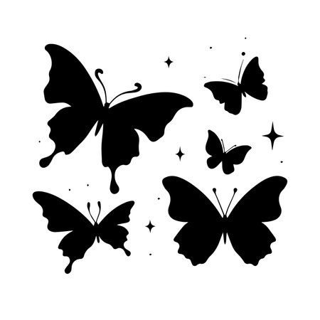 Butterflies silhouettes. Isolated on white background. Vector illustration.のイラスト素材