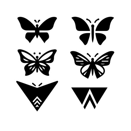 Butterfly icons set. Vector illustration isolated on white background.のイラスト素材