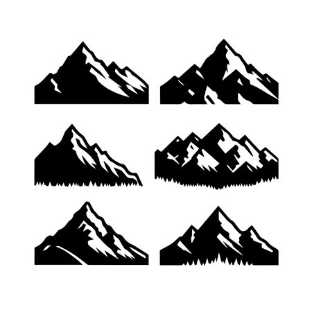 Mountains icons set. Vector illustration. Isolated on white background.のイラスト素材