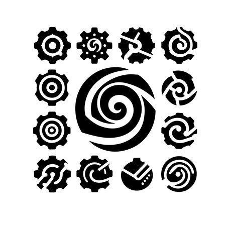 Gear icons set. Cogwheel, gear wheel, cogwheel, gear wheel, cogwheel, gear wheel, gear wheelのイラスト素材