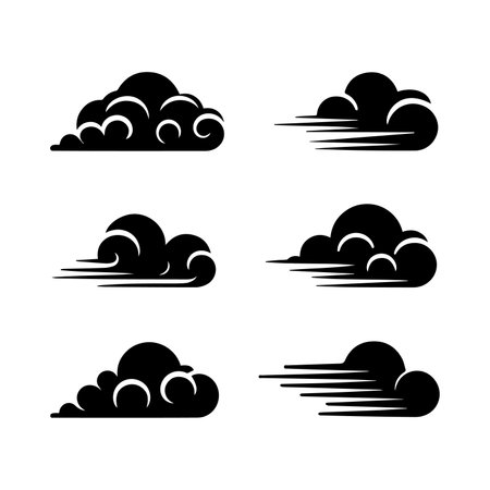 Clouds icons set. Collection of weather symbols. Vector illustration.のイラスト素材