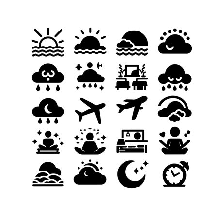 Set of weather icons. Vector illustration in black on a white background.のイラスト素材