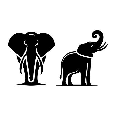 Elephant black simple icon on white background for web and mobile designのイラスト素材