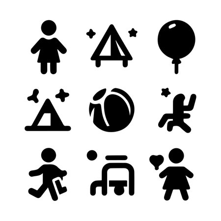 Set of black icons on the theme of children. Vector illustration.のイラスト素材