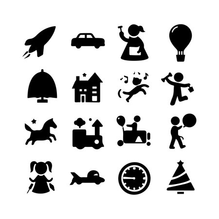 bundle of child toys set icons vector illustration design silhouette style iconのイラスト素材
