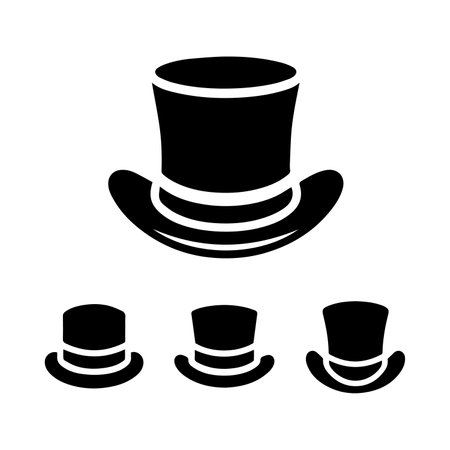 Top hat icon set. Vector illustration. Isolated on white background.のイラスト素材