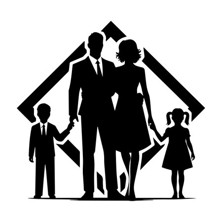 Silhouette of a family on a white background. Vector illustrationのイラスト素材