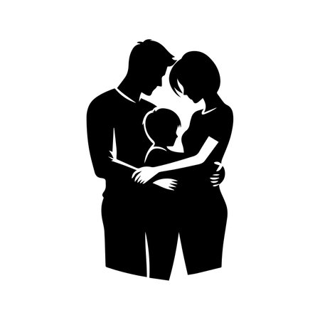 Silhouette of a pregnant woman and her husband. Vector illustrationのイラスト素材