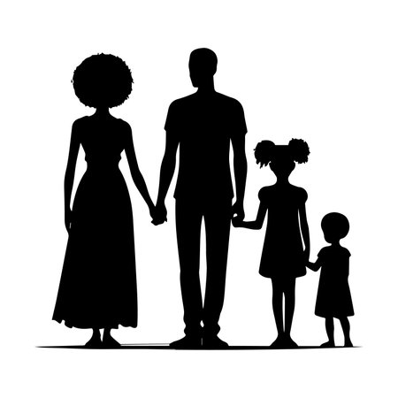 Silhouette of a family with a child. Vector illustration.のイラスト素材