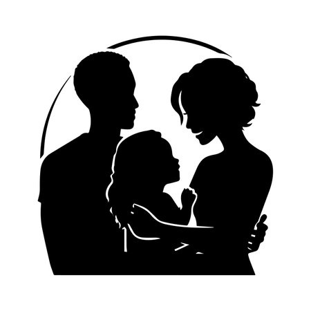 Silhouette of family. Mother, father and daughter. Vector illustrationのイラスト素材