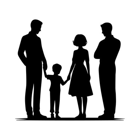 Silhouette of a family on a white background. Vector illustrationのイラスト素材
