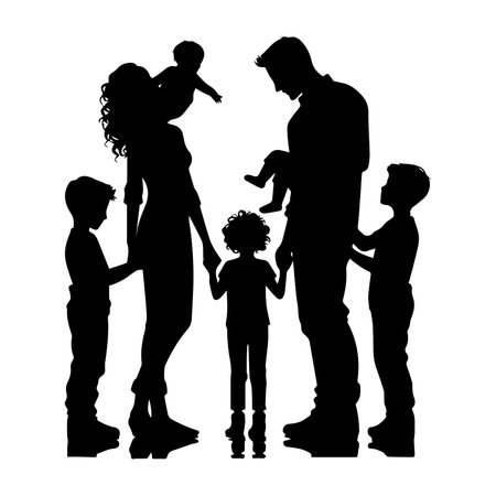 Silhouette of a family on a white background. Vector illustrationのイラスト素材