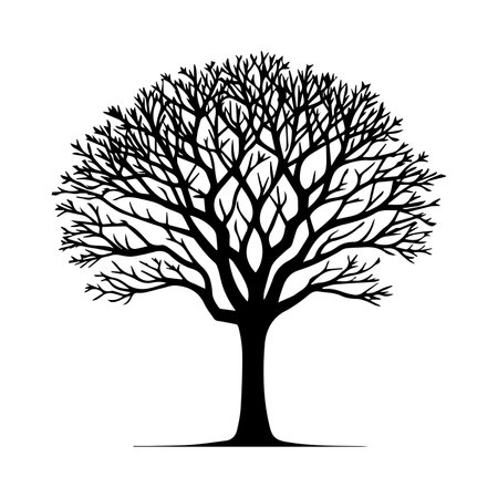 Tree Silhouette Isolated on White Background. Vector Illustrationのイラスト素材