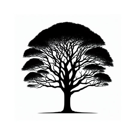 Silhouette of a tree on a white background. Vector illustration.