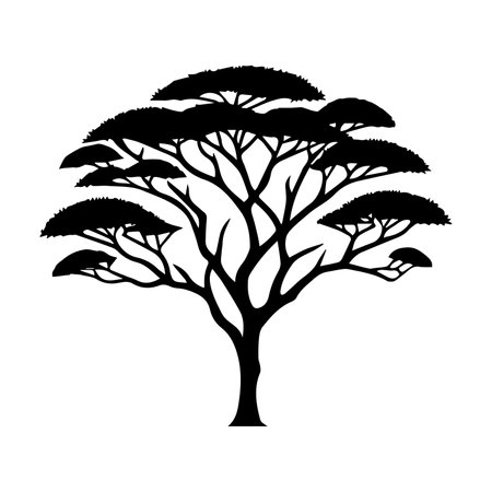 tree plant ecology isolated icon vector illustration design  black and white silhouetteのイラスト素材