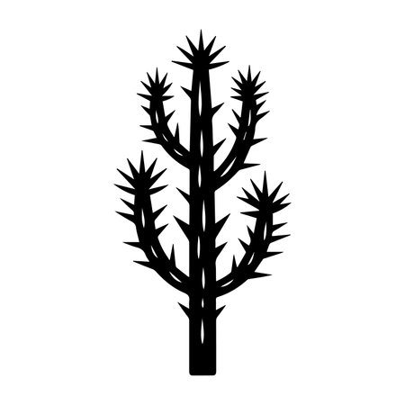 cactus plant silhouette isolated icon vector illustration design  black and whiteのイラスト素材
