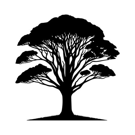 Tree silhouette isolated on white background. Vector illustration for your design.のイラスト素材