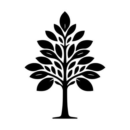 tree plant silhouette isolated icon vector illustration design  black and white colorのイラスト素材