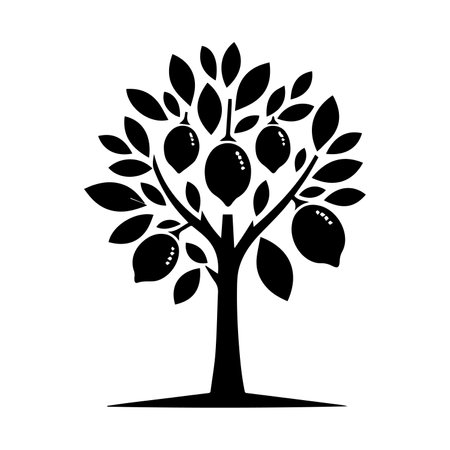 Cocoa tree silhouette isolated on white background. Vector illustration.のイラスト素材