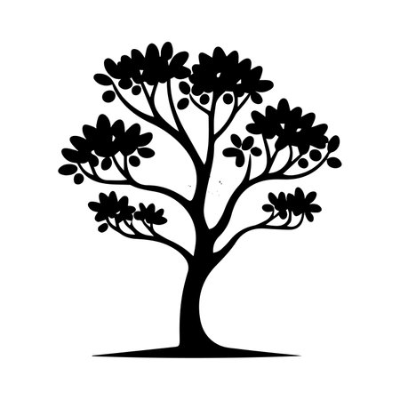 Beautiful black tree silhouette isolated on white background. Art tree silhouetteのイラスト素材