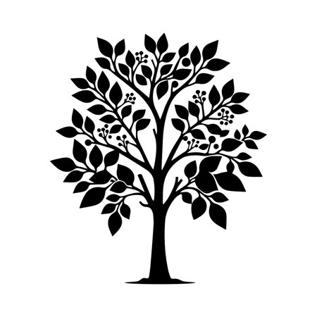 Art tree silhouette isolated on white background. Art tree silhouette for your designのイラスト素材