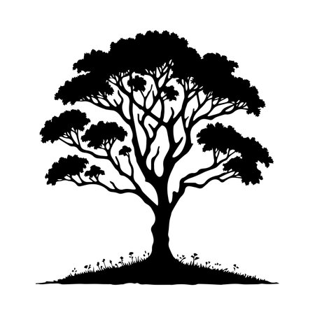 Tree silhouette isolated on white background. Vector illustration. Eps 10.のイラスト素材