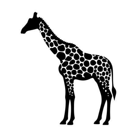 Giraffe silhouette isolated on a white background. Vector illustration.のイラスト素材
