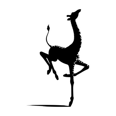 Silhouette of a giraffe on a white background. Vector illustrationのイラスト素材